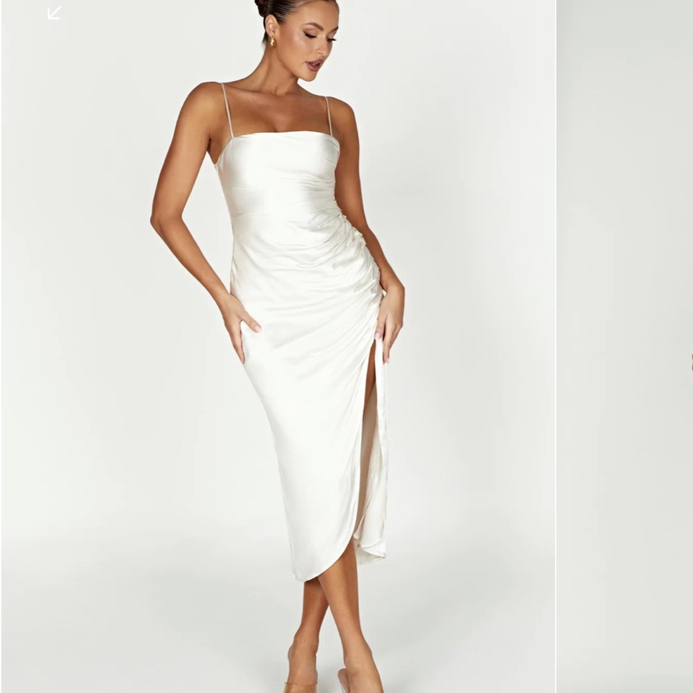 NWT Meshki Claudette Satin Drape Dress
